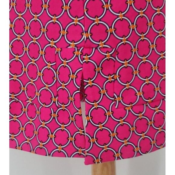 Jude Connally Megan Hot Pink Geometric Print Tunic Dress 3/4 Sleeve Size Large - Picture 6 of 11